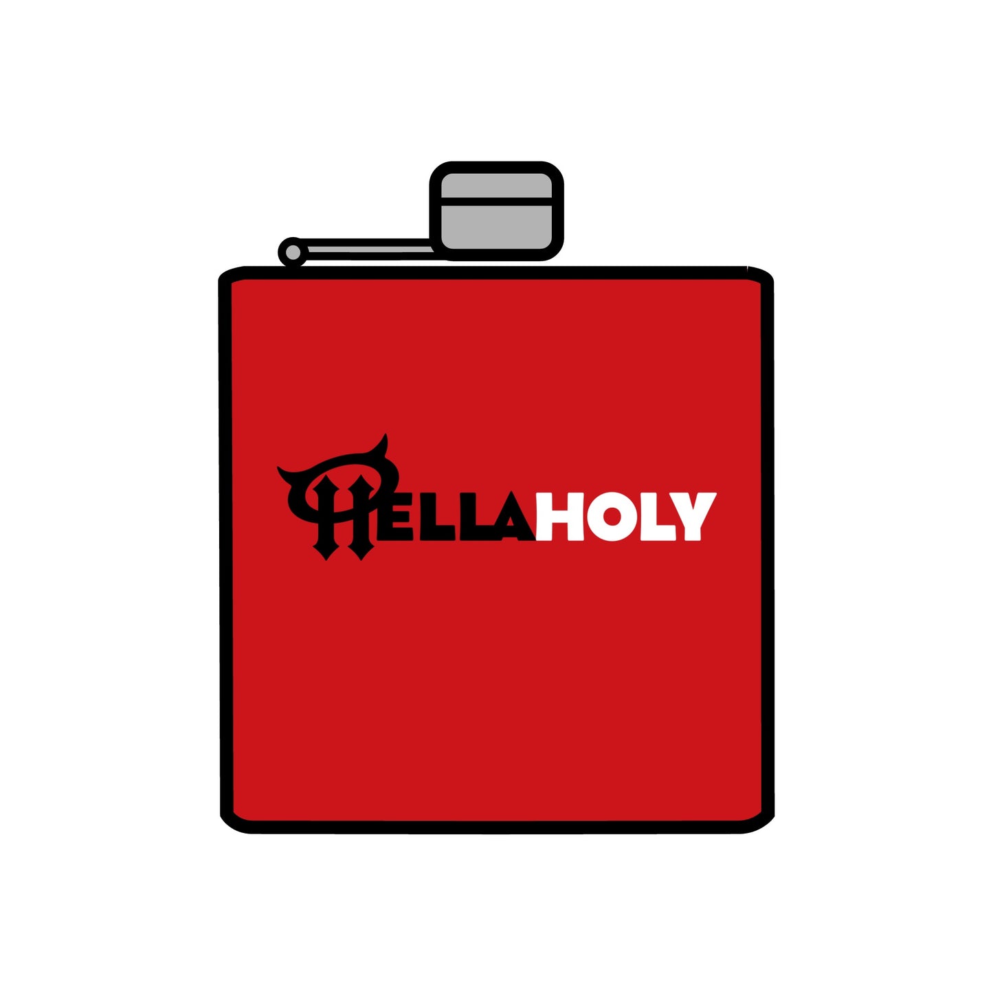 Stainless Steel Flask, 6oz : HellaHoly™ Logo (HH02)