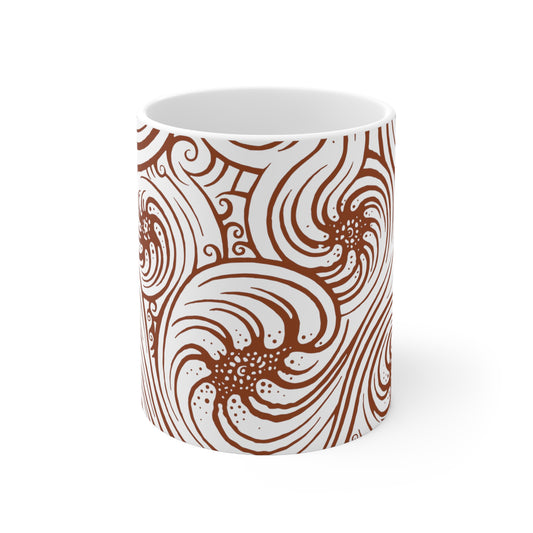 Ceramic Mug 11oz : Cosmic Swirl - White w/ Rust