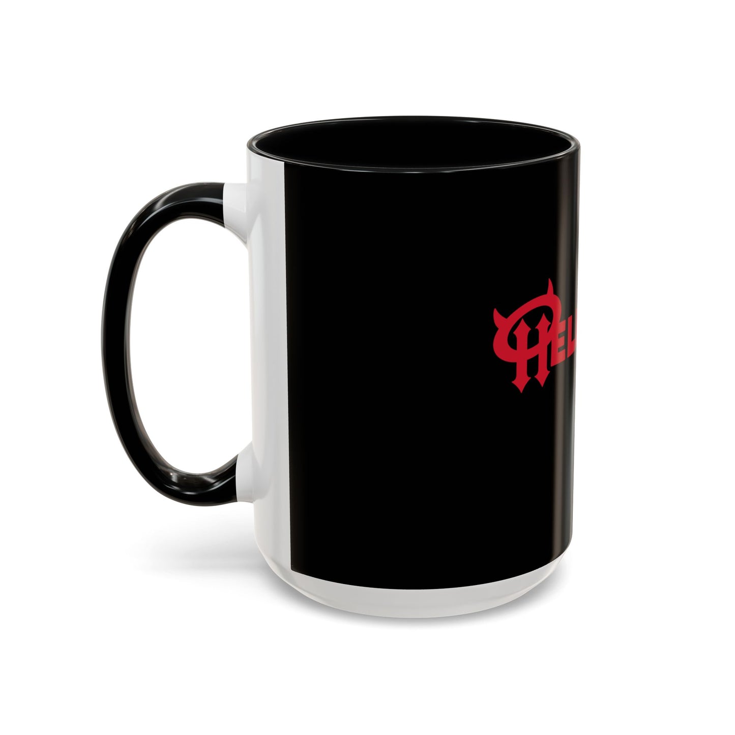 Accent Coffee Mug: HellaHoly™ Logo 02 - Red & White Print