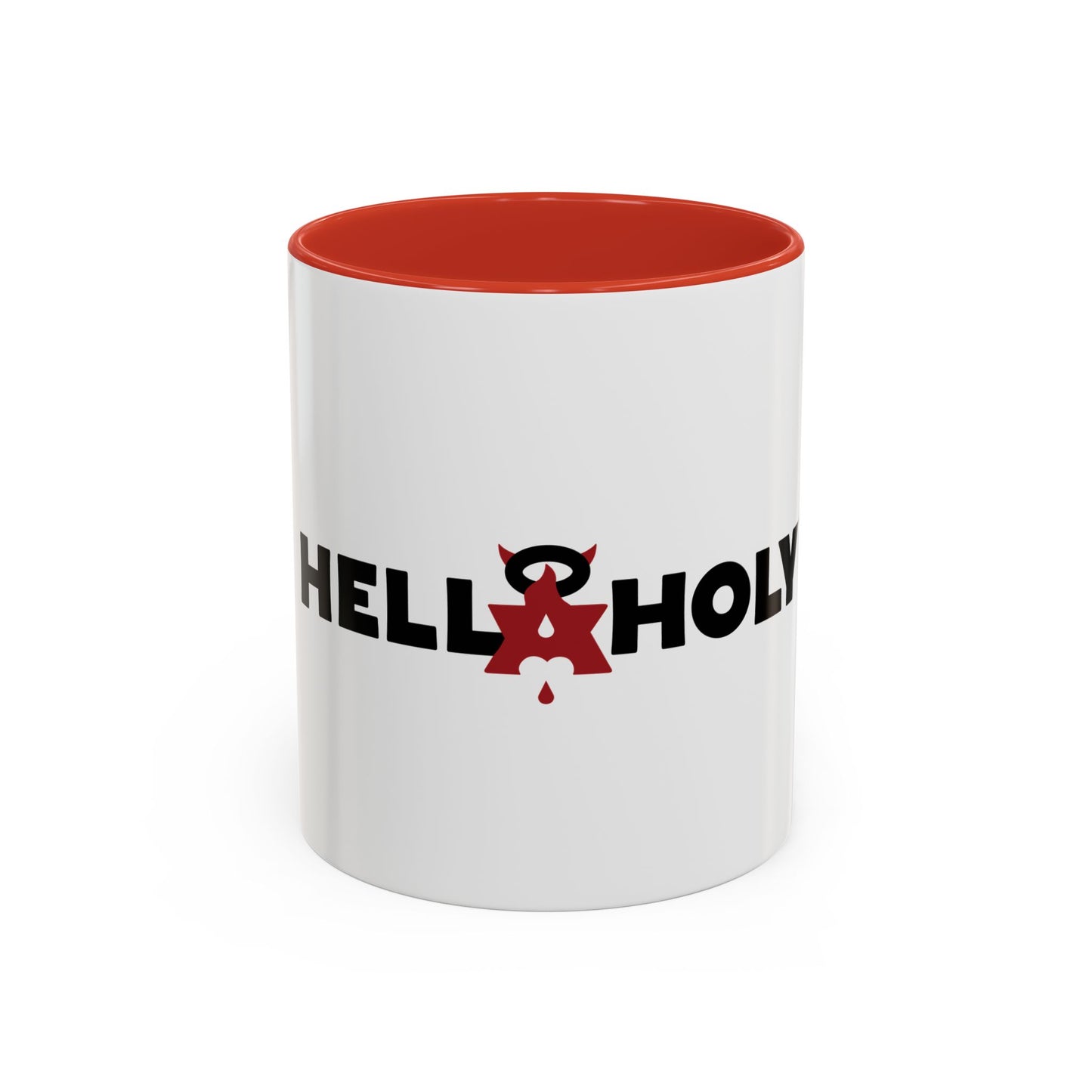 Accent Coffee Mug: HellaHoly™ Logo 01 - Black & Red print