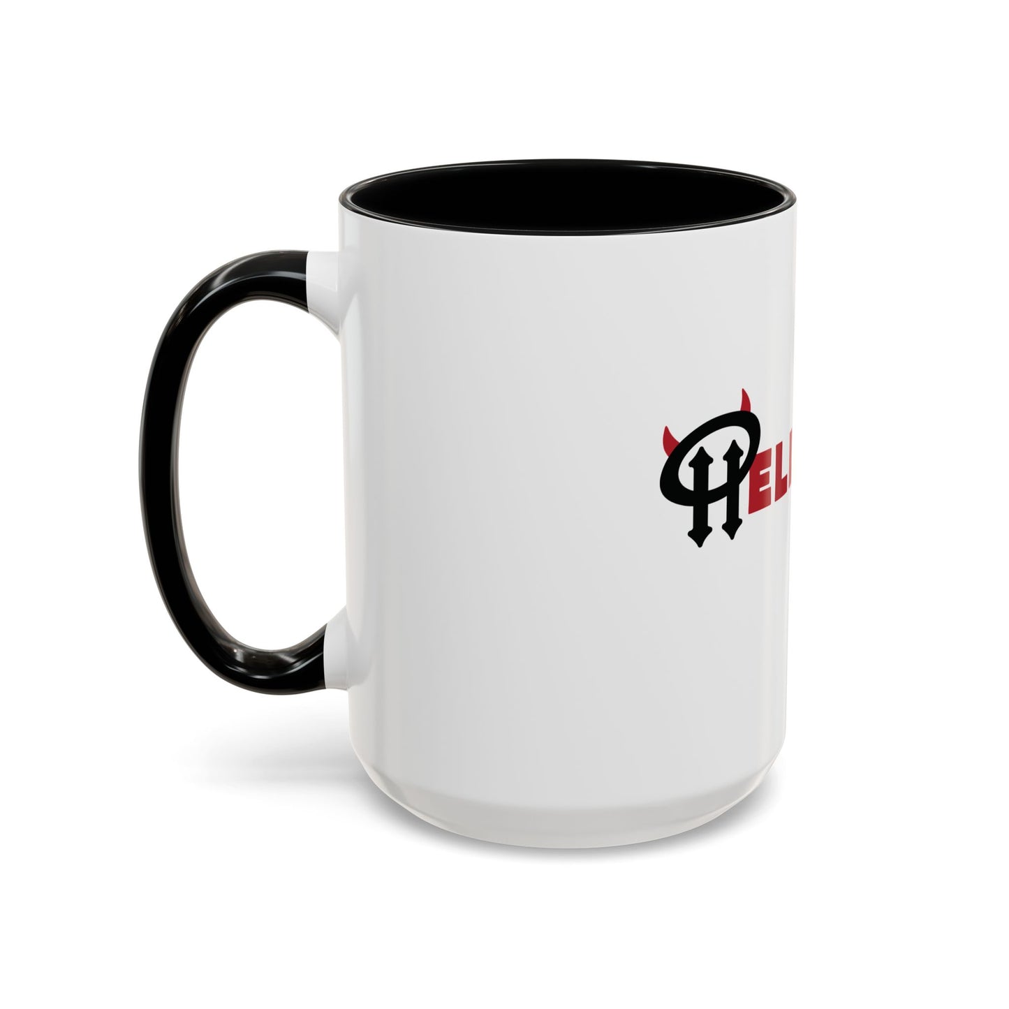 Accent Coffee Mug: HellaHoly™ Logo 02 - Red & Black print