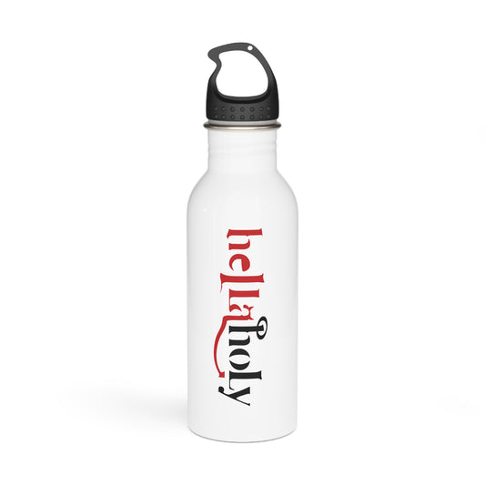 Stainless Steel Water Bottle : HellaHoly Logo HH06 - White w/ Black & Red print