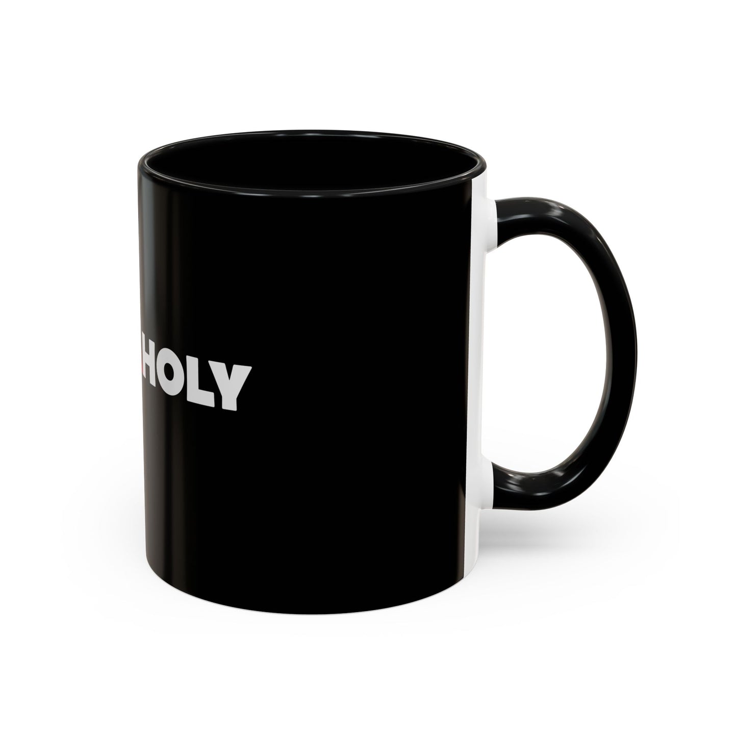 Accent Coffee Mug: HellaHoly™ Logo 02 - Red & White Print