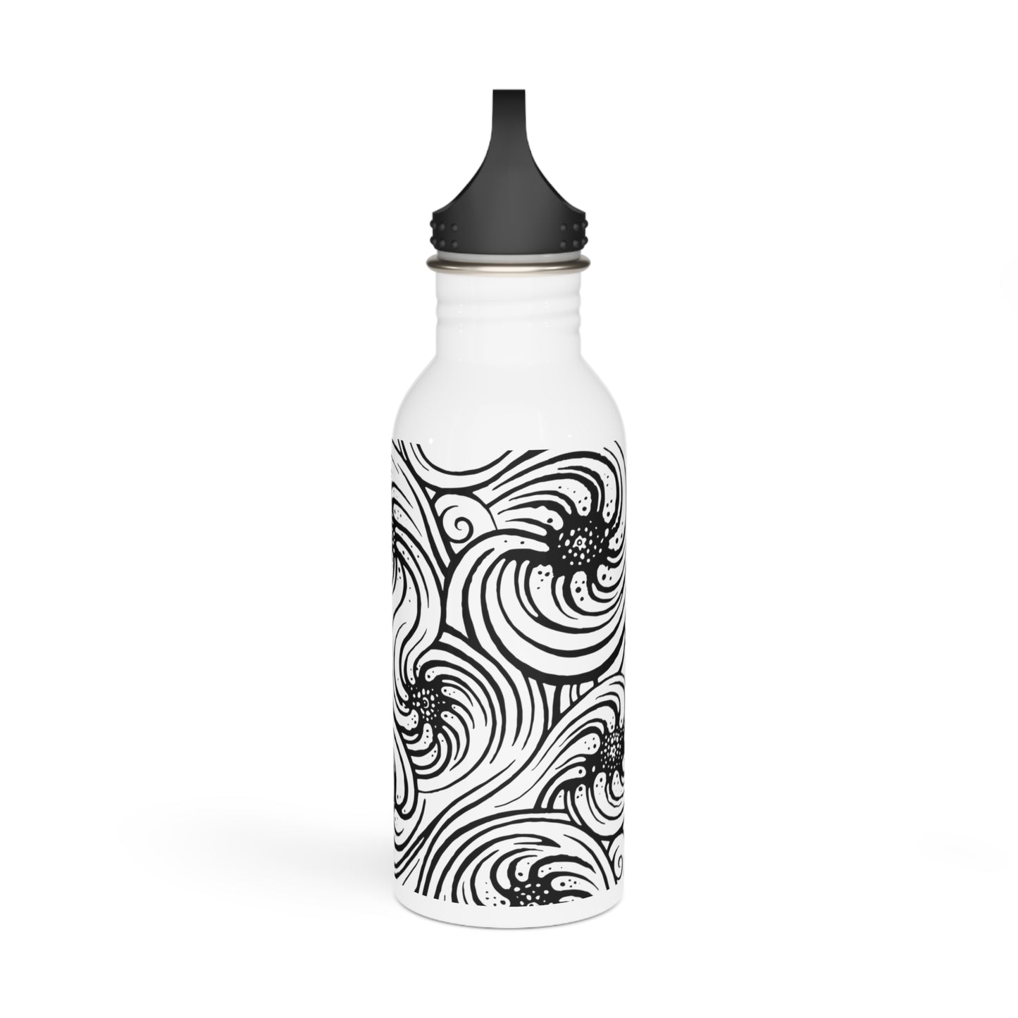 Stainless Steel Water Bottle : Cosmic Swirl - Black & White