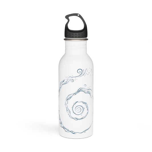 Stainless Steel Water Bottle : Aquaswirl - White w/ Light Blue Large print