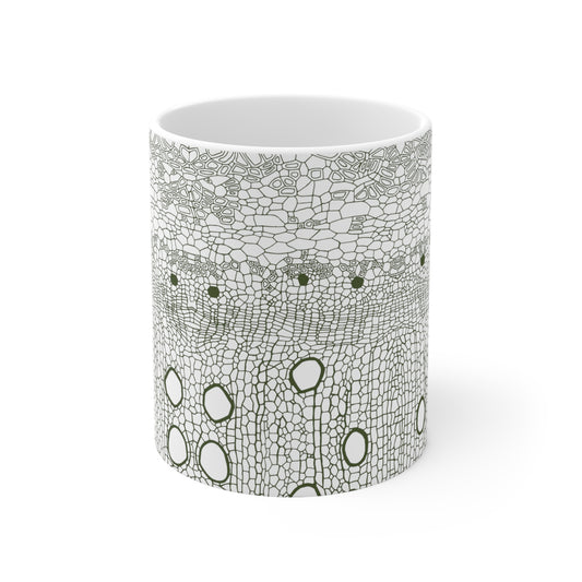 Ceramic Mug 11oz : Hemp Cell - White w/ Olive