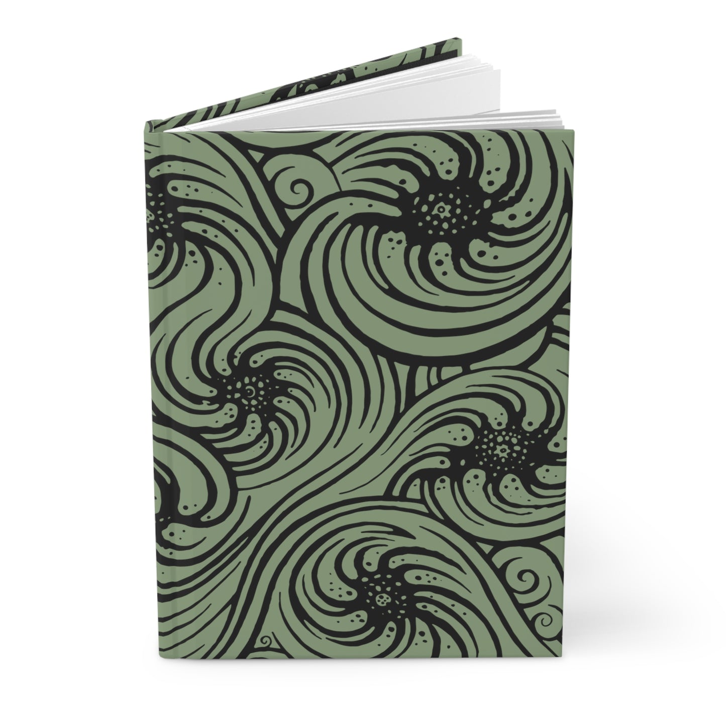 Hardcover Journal Matte : Cosmic Flow - Sage w Black