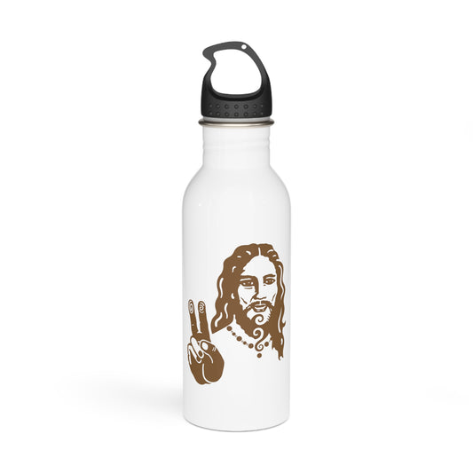 Stainless Steel Water Bottle : Peace Jesus - White w/ Bronze print