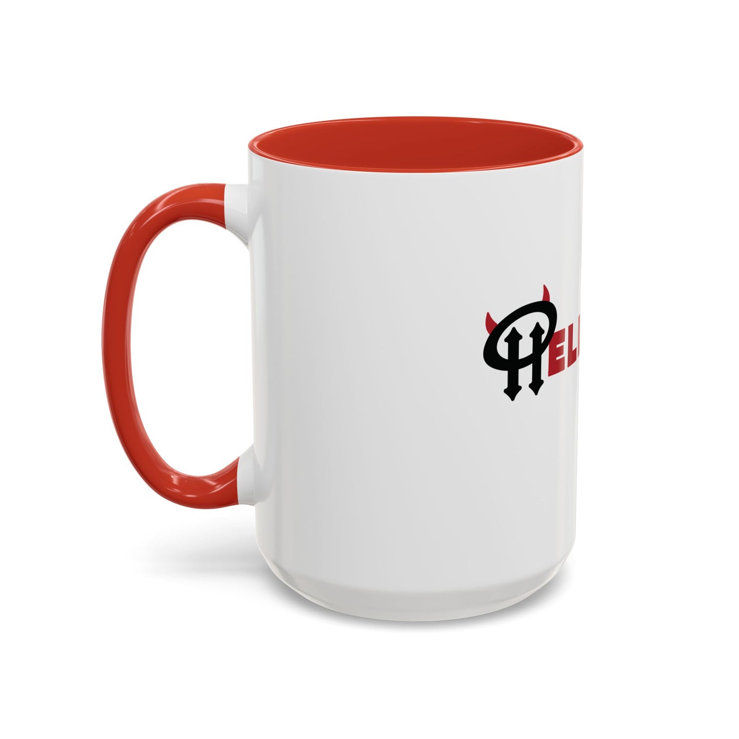 Accent Coffee Mug: HellaHoly™ Logo 02 - Red & Black print