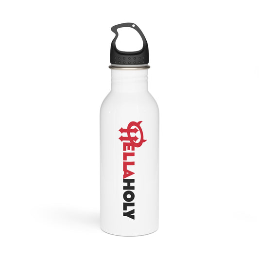 Stainless Steel Water Bottle : HellaHoly Logo (HH02) - White w/ Black & Red print