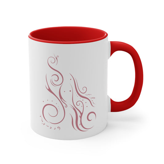 Accent Coffee Mug, 11oz : Breathe n Flow - Mauve print
