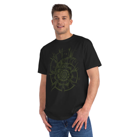 Organic Classic T-Shirt : Starflower - Olive Green print
