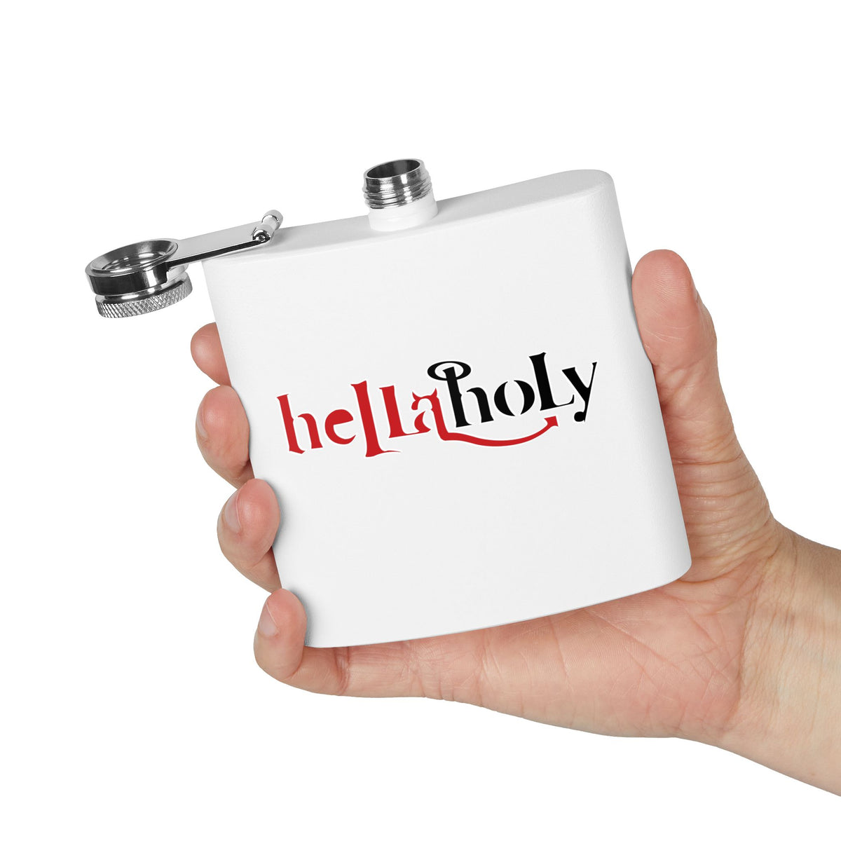 Stainless Steel Flask, 6oz : HellaHoly™ Logo (HH06)