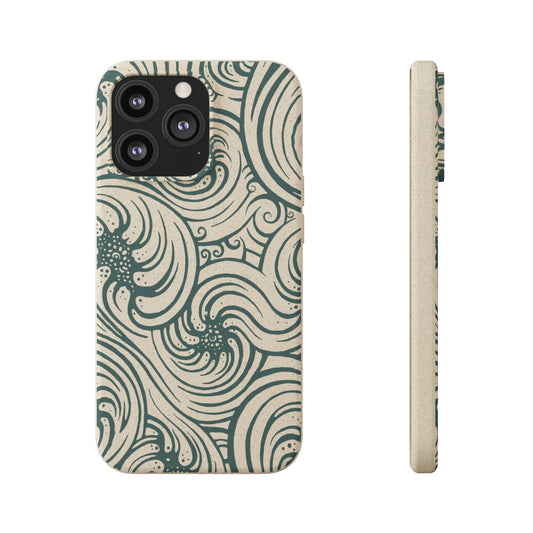 Biodegradable Phone Case : Cosmic Swirl - Teal print