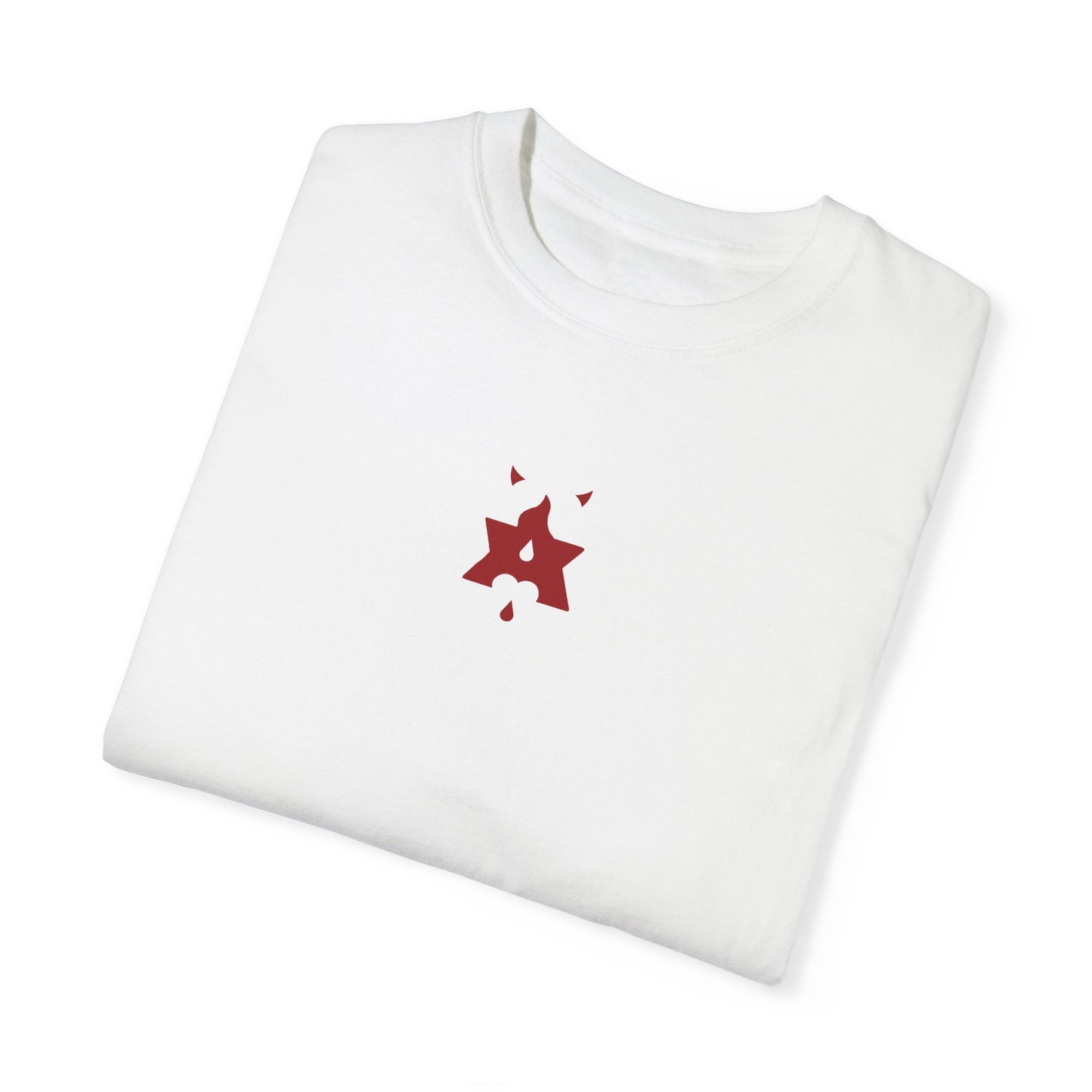 Unisex Garment-Dyed T-shirt : Hella Holy 01 - White & Red Art