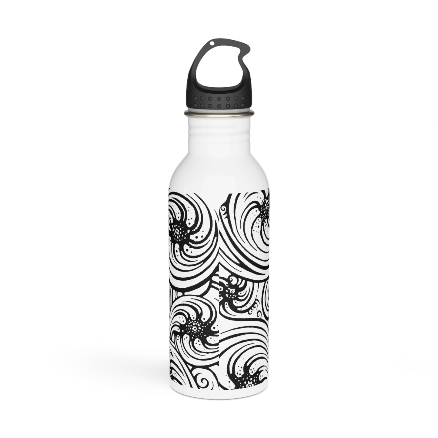 Stainless Steel Water Bottle : Cosmic Swirl - Black & White