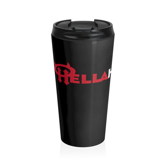 Stainless Steel Travel Mug : HellaHoly Logo (HH02) - Black with Red & White print