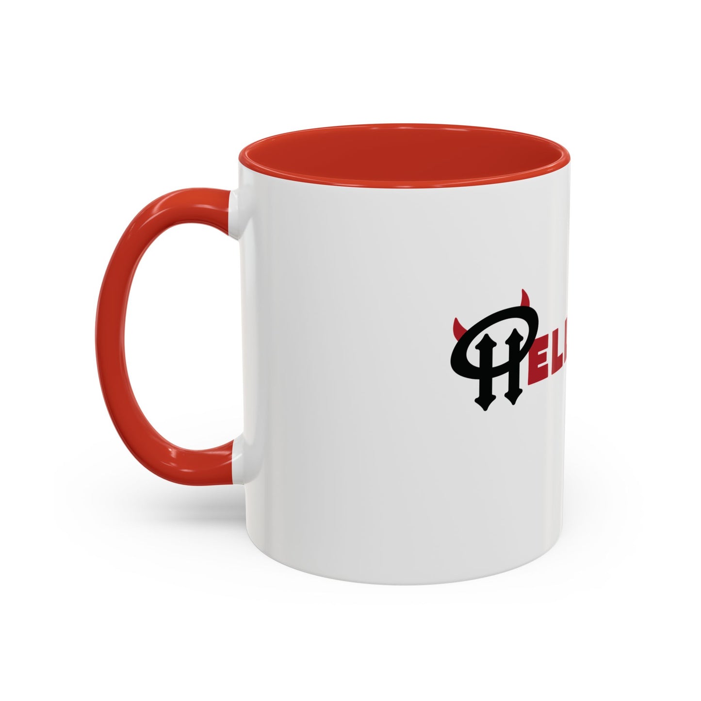 Accent Coffee Mug: HellaHoly™ Logo 02 - Red & Black print