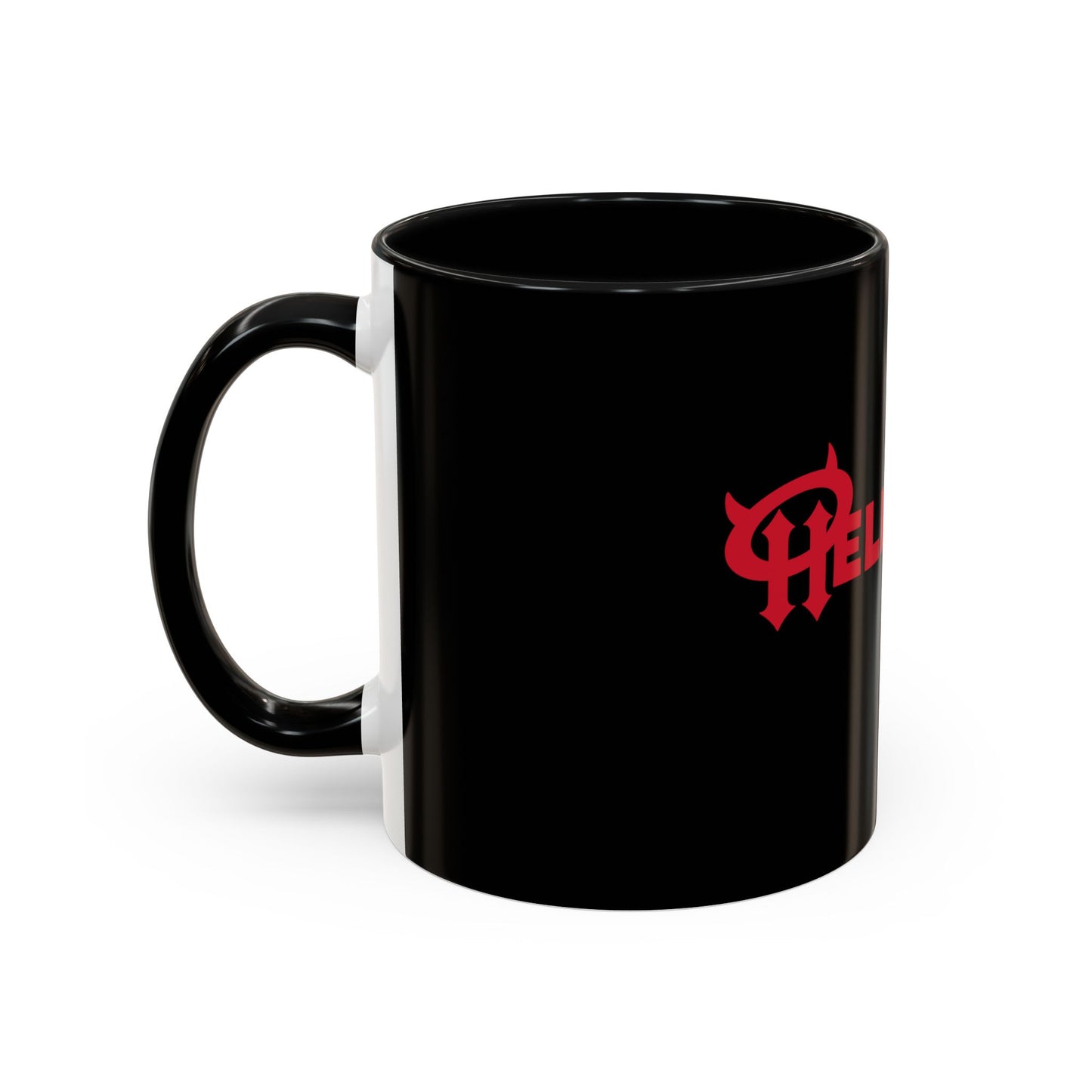 Accent Coffee Mug: HellaHoly™ Logo 02 - Red & White Print