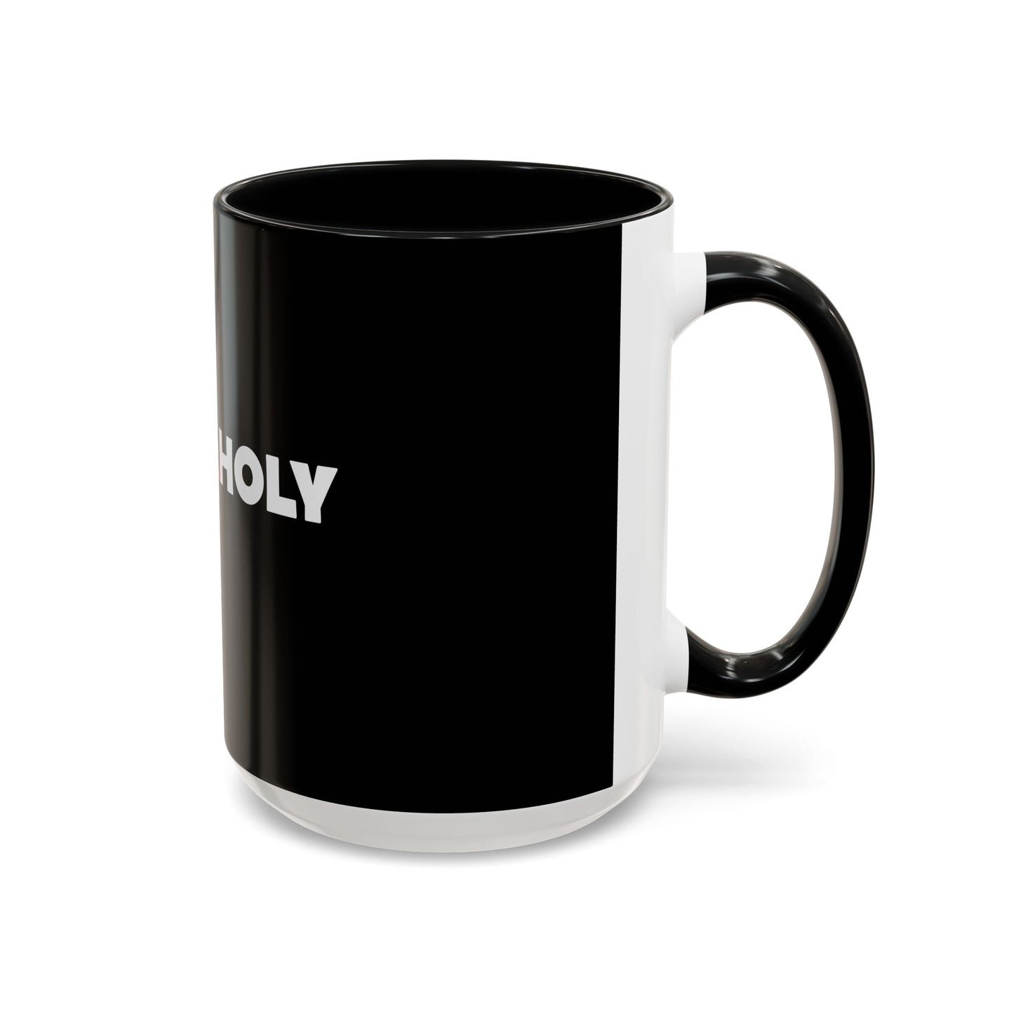 Accent Coffee Mug: HellaHoly™ Logo 02 - Red & White Print