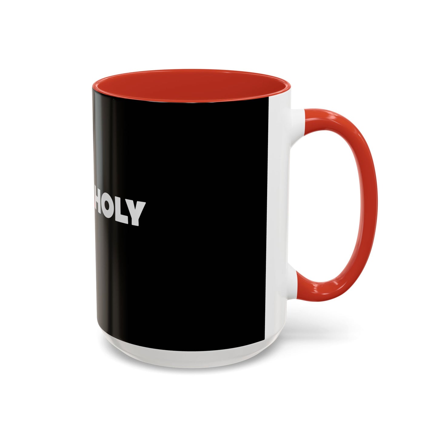 Accent Coffee Mug: HellaHoly™ Logo 02 - Red & White Print