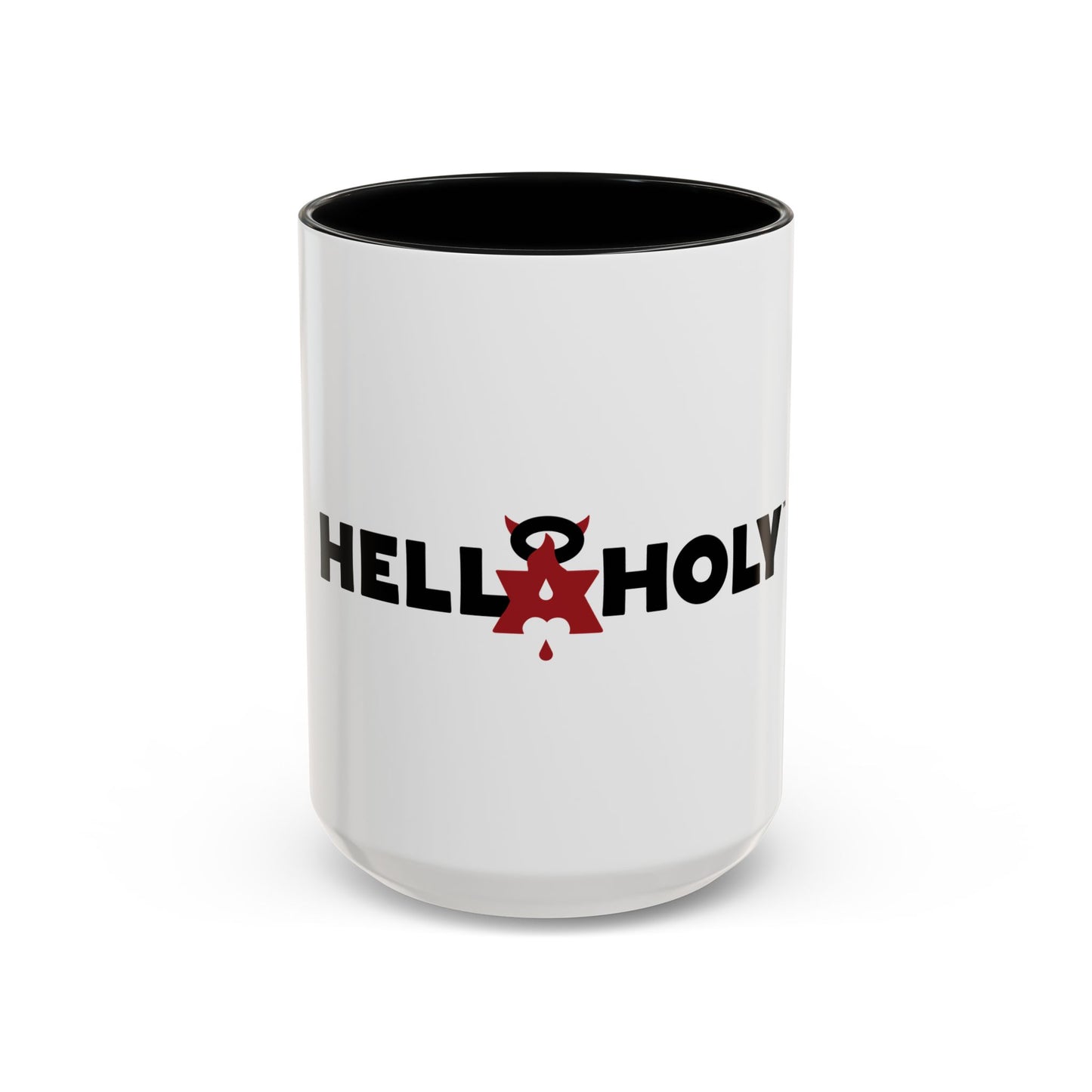 Accent Coffee Mug: HellaHoly™ Logo 01 - Black & Red print