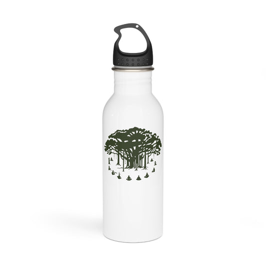 Stainless Steel Water Bottle : Communitree - White w/ Dark Green print