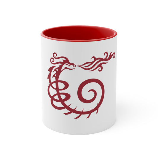 Accent Coffee Mug, 11oz : Dragon - Red print