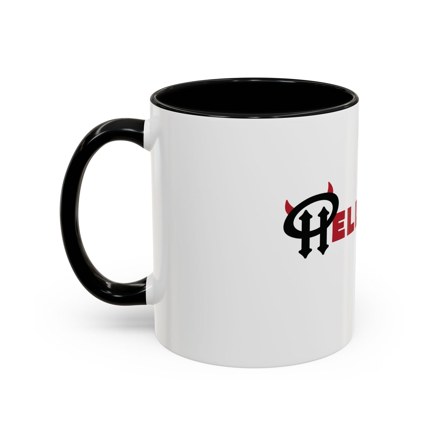 Accent Coffee Mug: HellaHoly™ Logo 02 - Red & Black print