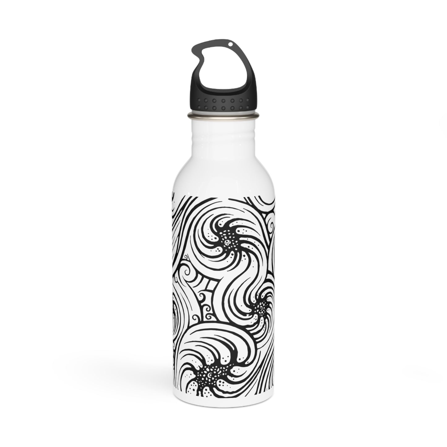 Stainless Steel Water Bottle : Cosmic Swirl - Black & White