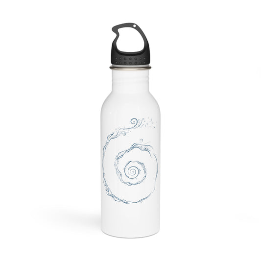 Stainless Steel Water Bottle : Aquaswirl - White w/ Light Blue print