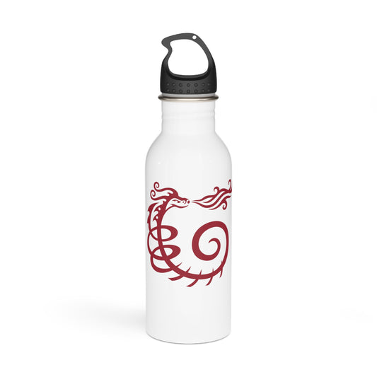 Stainless Steel Water Bottle : Dragon - White w/ Red print