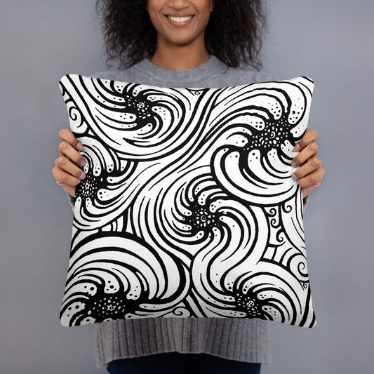 Basic Pillow : Cosmic Swirl - White w/ Black print