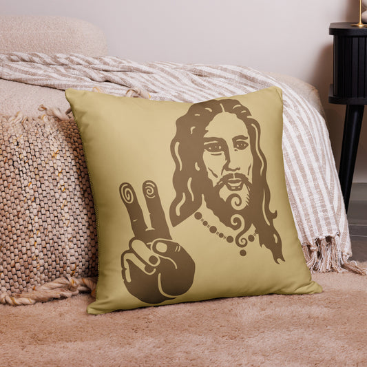 Basic Pillow : Peace Jesus + Hexacubes - Bronze & Dark Gold print