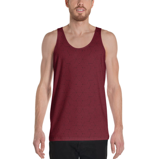 Unisex Tank Top : Red w/ Black AOP (All over print)