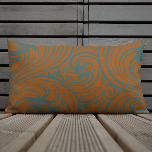 Premium Pillow : Cosmic Swirl - Gold w/ Teal print