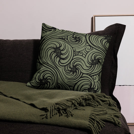 Premium Pillow : Cosmic Swirl - Sage w/ Black print