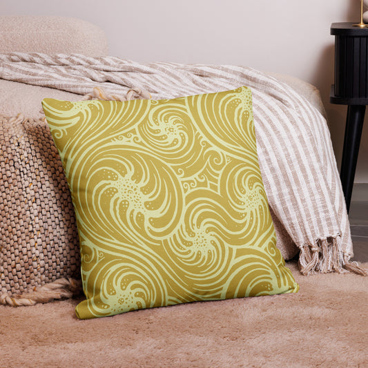 Premium Pillow : Cosmic Swirl - Yellow w/ Cream print