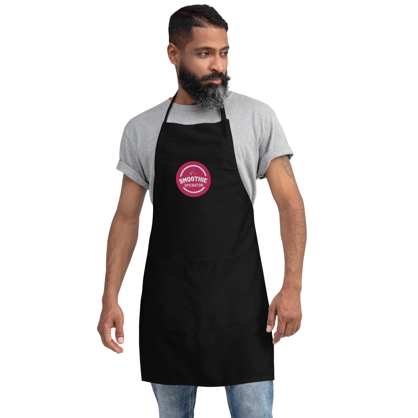 Embroidered Apron Smoothie Op 02 Black w Mag Circle