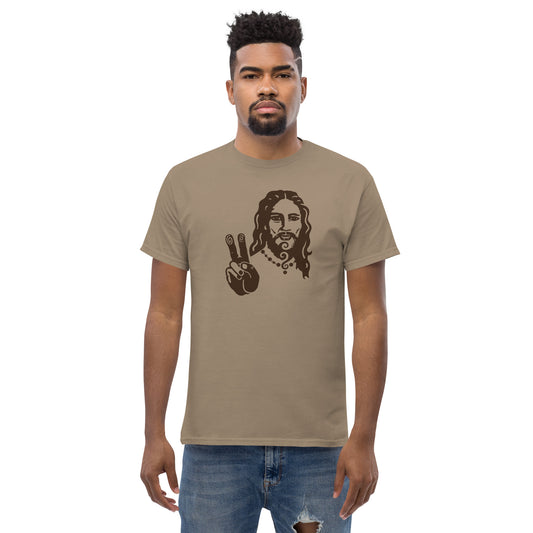 Men's Classic Tee - Peace Jesus - Brown print