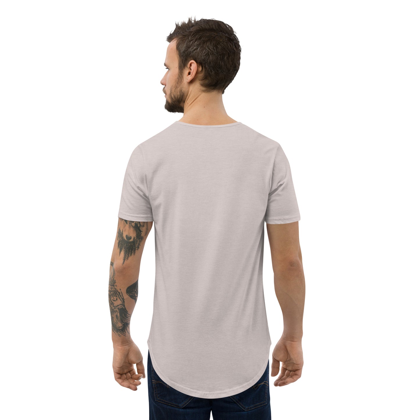 Men's Curved Hem T-Shirt : Communitree w/ Burnt Orange print