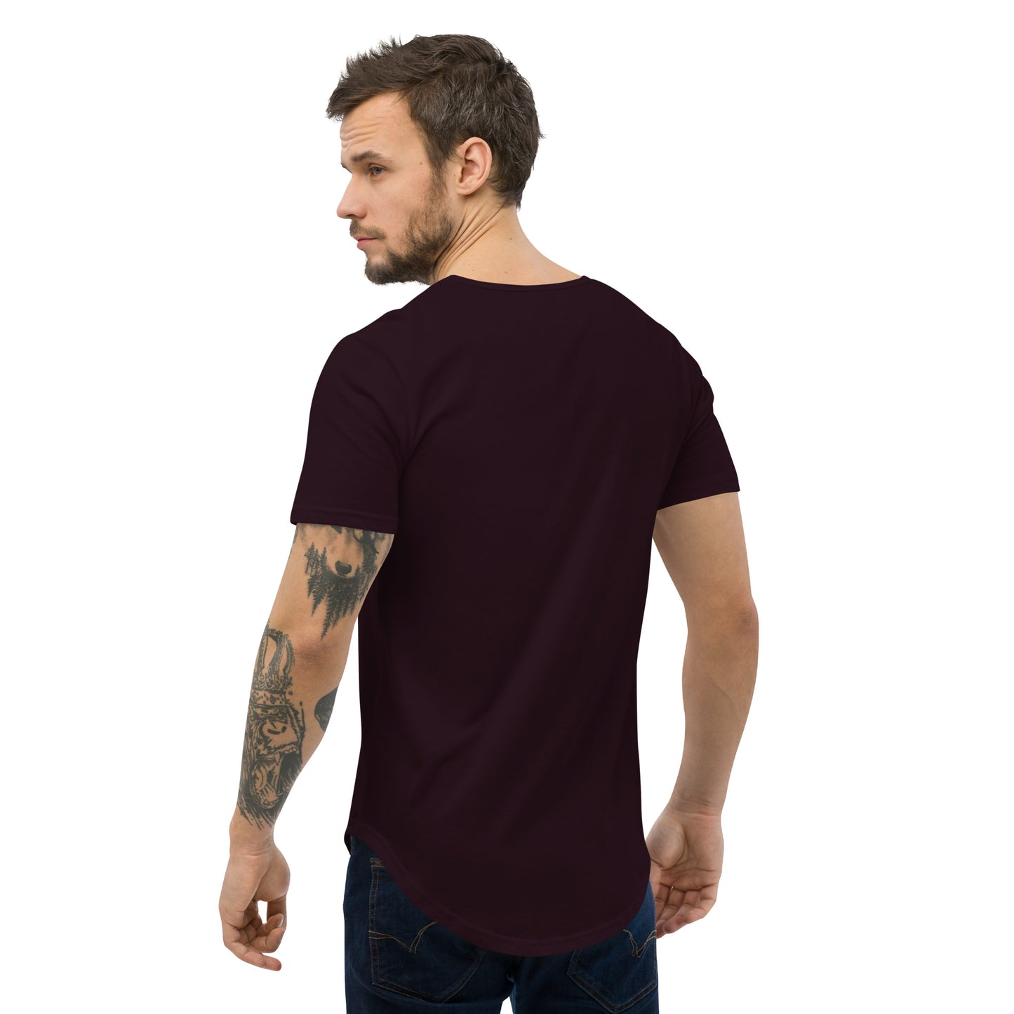 Men's Curved Hem T-Shirt : Communitree w/ Burnt Orange print