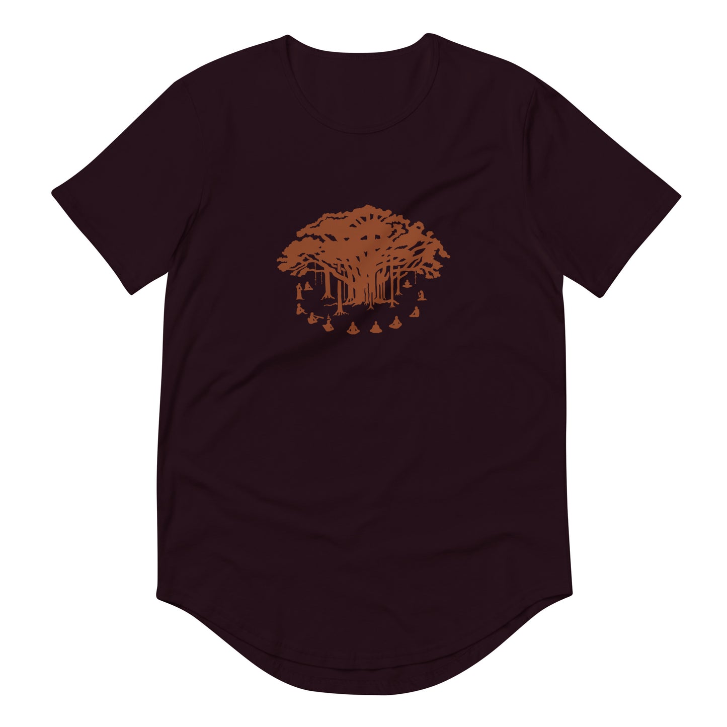 Men's Curved Hem T-Shirt : Communitree w/ Burnt Orange print