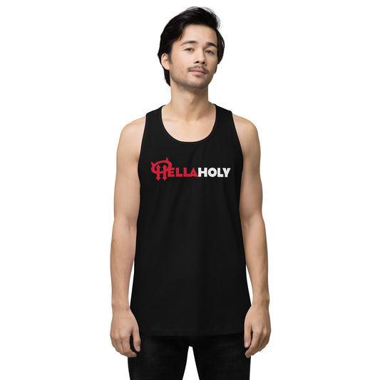 Men’s premium tank top : HellaHoly™ Logo 02 - Red & White print