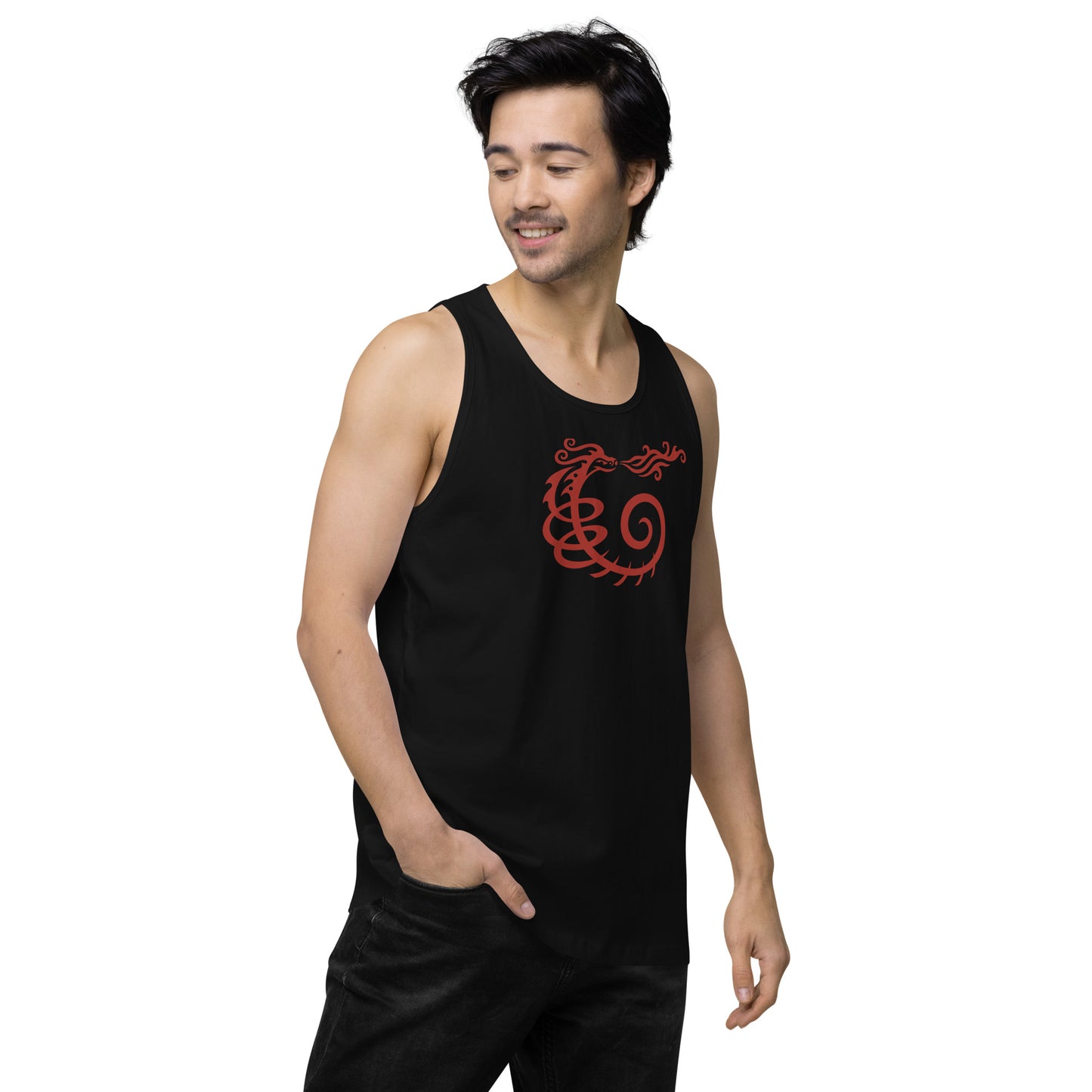 Men’s Premium Tank Top : Dragon - Red print