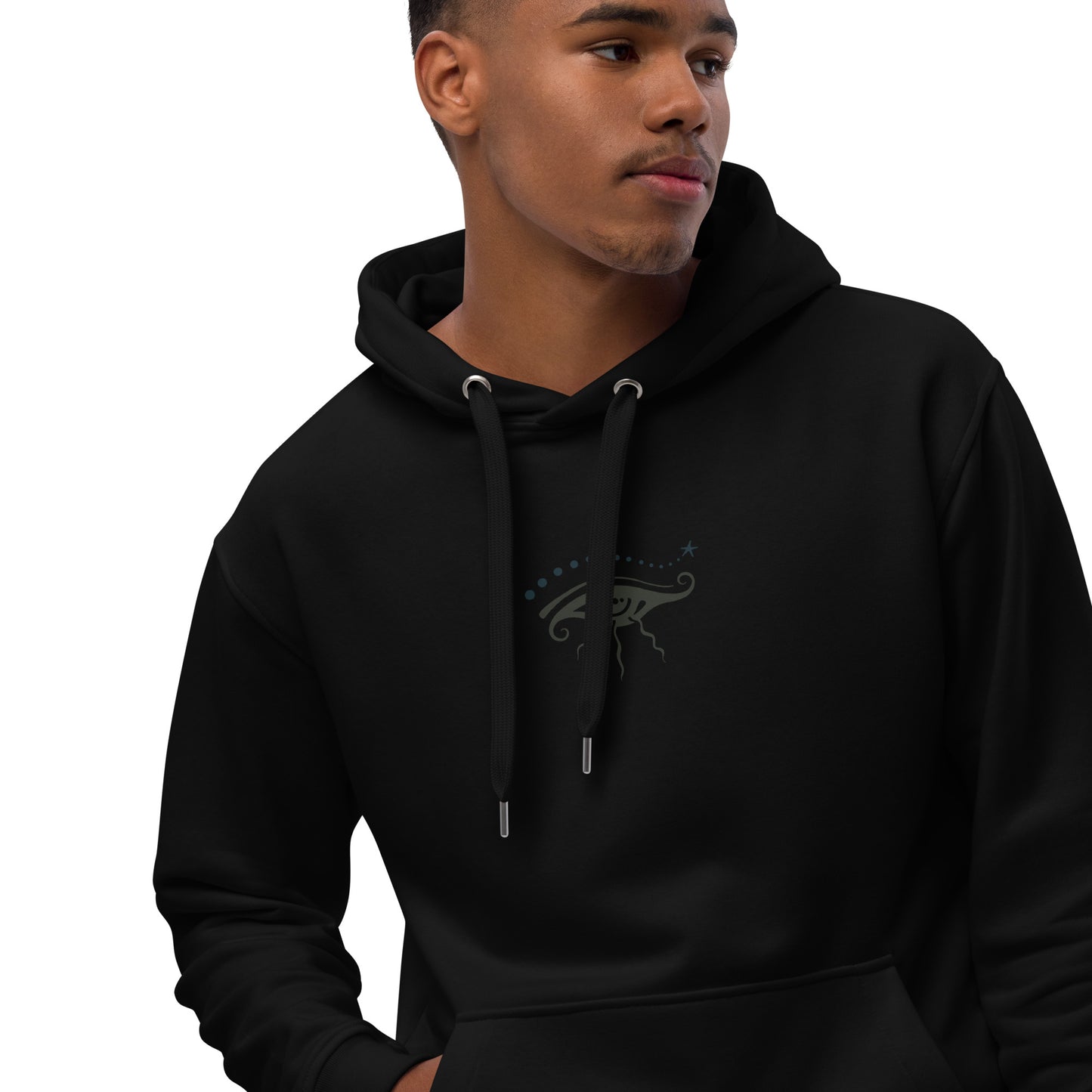 Premium Unisex Eco Hoodie : Eye See You - Black w/ Gray Print