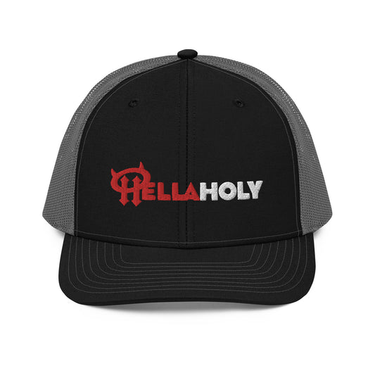 Trucker Cap : HellaHoly 02 - Red & white embroidery