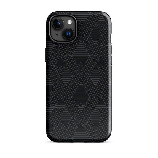 Tough Case for iPhone® : Hexacubes - Black w/ Teal print