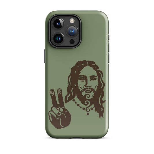 Tough Case for iPhone® : Peace Jesus - Sage w/ Brown print