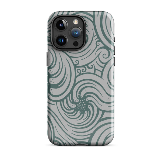 Tough Case for iPhone® : Cosmic Swirl - Silver w/ Teal print